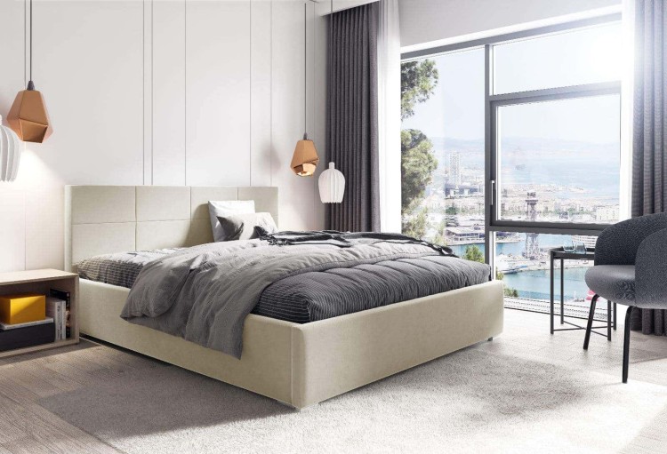 Polsterbett mit Matratze Katia 120x200 Beige | Bonni24.de