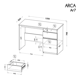 Schreibtisch mit Schublade 120 cm Arca 07 Weiß