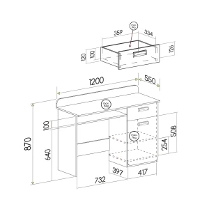 Kinderschreibtisch Lorento 10 Weiß/Nasch-Eiche