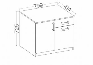 Schubladenkommode Malta 820 2D 1S Grau/Eiche Artisan