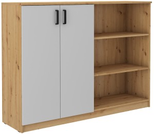 Bürokommode mit Einlegeböden Malta 830 2D Grau/Eiche Artisan