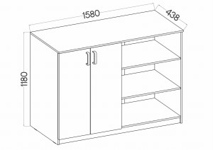 Bürokommode mit Einlegeböden Malta 830 2D Grau/Eiche Artisan