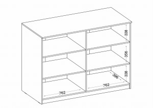 Bürokommode mit Einlegeböden Malta 830 2D Grau/Eiche Artisan