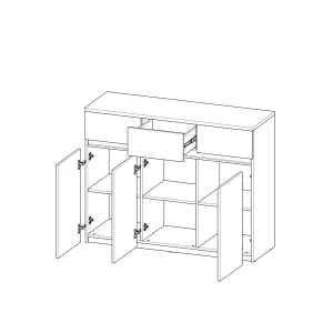 Kommode 120 cm mit 3 Schubladen Arca 06 Weiß