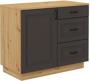 Schubladenkommode mit 3 Schubladen für das Wohnzimmer Flawia GRAR 100 1D 2S Graphit/Artisan