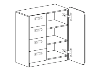Kommode 80 cm Lorento 06 Weiß/Nasaleiche