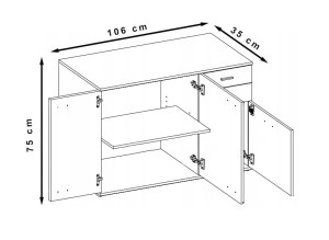 2-Schubladen-Kommode 3D 2S Mike 1 Weiß