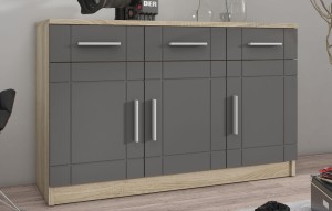 3-Schubladen-Kommode Paris GR 3D 3S Graphit/Eicheonoma