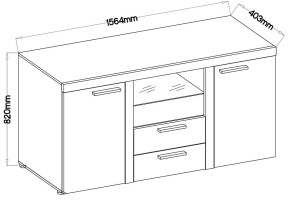 Rumba 2-Schubladen-Kommode BJ20 2D 2S Light Concrete