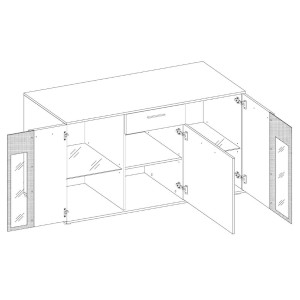 Kommode Salsa WHAR20 3D 1S Weiß/Eiche Artisan