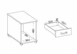 Schubladenblock mit Schubladen auf Rollen Malta 201 Eiche Artisan