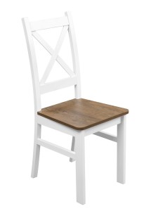 Holzstuhl für Küche und Esszimmer Weiß/Eiche Lefkas