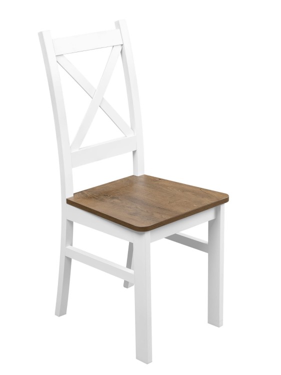 Holzstuhl für Küche und Esszimmer Weiß/Eiche Lefkas