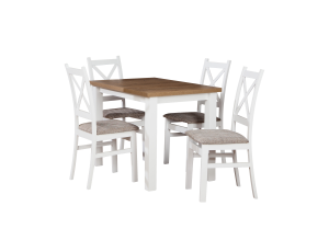 Holzstuhl für Küche und Esszimmer Weiß/Hellbraun