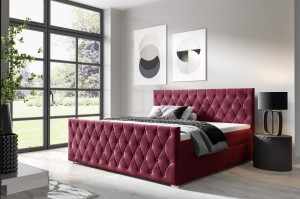 Boxspringbett Nadia + Front 140x200 Burgund