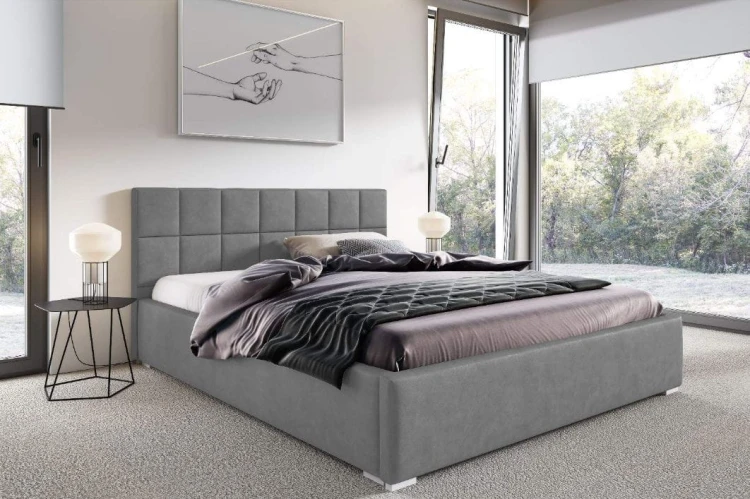 Doppelbett mit Matratze Santiago 180x200 Grauer Metallrahmen