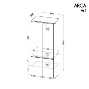 Garderobe 80 cm Arca 01 Eiche Wotan/Weiß