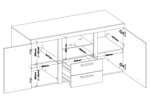 2-Schubladen-Kommode Rumba WH20 2D 2S Weiß + LED