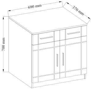 Oberschrank mit Display Paris SO01 mit 2 Kommoden 3D 2S und 2D 2S Sonoma Eiche + LED