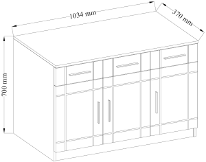 Oberschrank mit Display Paris WH01 mit 2 Kommoden 3D 2S und 2D 2S Weiß/Sonoma Eiche + LED