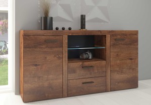 Rumba DL01 Oberschrank mit DL20 2D 2S Kommode Eiche Lefkas + LED