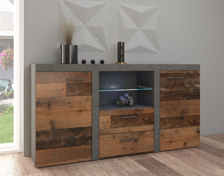 Rumba 2-Schubladen-Kommode OLDMAT20 2D 2S Old Style/Matera + LED