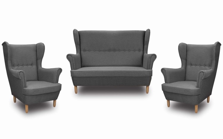 Set aus uszak Sofa + 2x Sessel Graphit