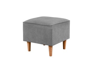 Skandinavische Schlafsofa und 2 Sessel mit Fußhockern Grau