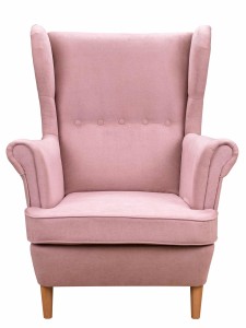 Skandinavische Schlafsofa und 2 Sessel mit Fußhockern Rosa