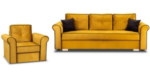 Lounge Set Merida Schalfsofa + Sessel Gelb