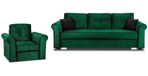 Lounge Set Merida Schalfsofa + Sessel Dunkelgrün