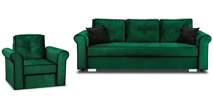 Lounge Set Merida Schalfsofa + Sessel Dunkelgrün