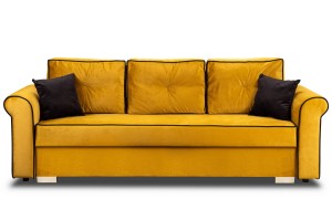 Lounge Set Merida Schalfsofa + Sessel mit Fußhocker Gelb