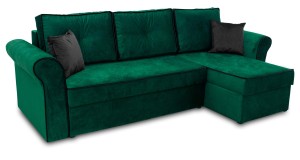 Ecksofa Trevor und Sessel mit Fußhocker Dunkelgrün