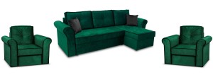Ecksofa Trevor und 2x Sessel Dunkelgrün