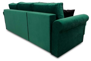 Ecksofa Trevor und 2x Sessel mit Fußhockern Dunkelgrün