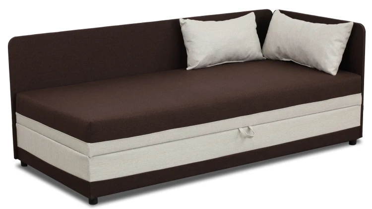 Einzelbett mit Box Hirek 90x200 Braun/Ecru