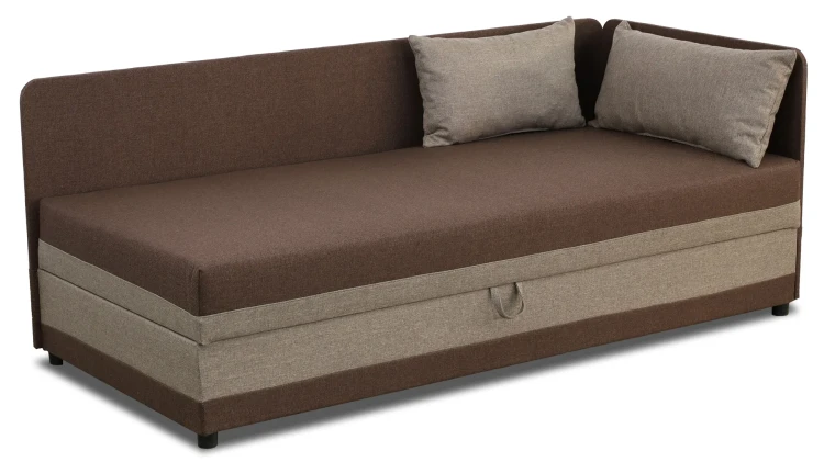 Einzelbett mit Box Hirek 80x180 Braun/Beige