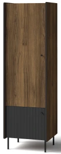 Kleiderschrank 59 cm Prestigo P2 2D Schwarz/Holz Walnuss/San Sebastian