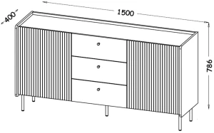 Kommode 150 cm Prestigo P5 2D3S Schwarznuss/San Sebastian