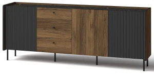 Kommode 200 cm Prestigo P6 3D3S Schwarznuss/San Sebastian