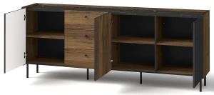 Kommode 200 cm Prestigo P6 3D3S Schwarznuss/San Sebastian