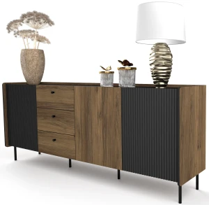 Kommode 200 cm Prestigo P6 3D3S Schwarznuss/San Sebastian