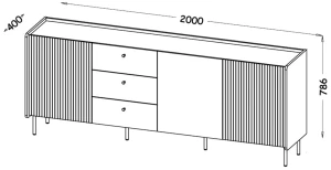 Kommode 200 cm Prestigo P6 3D3S Schwarznuss/San Sebastian