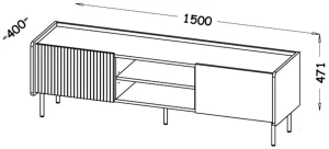 RTV-Schrank 150 cm Prestigo P7 2D Schwarznuss/San Sebastian