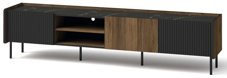 RTV-Schrank 200 cm Prestigo P8 3D Schwarz/Eiche/San Sebastian