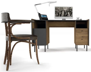Schreibtisch 135 cm Prestigo P9 Schwarznuss/San Sebastian