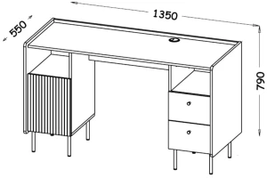 Schreibtisch 135 cm Prestigo P9 Schwarznuss/San Sebastian