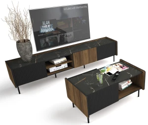 Prestigo P11 Couchtisch Schwarz/Nussbaum/San Sebastian