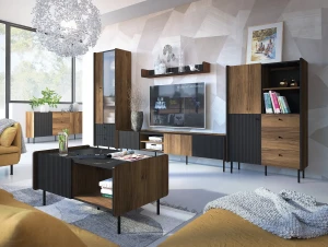 Prestigo P11 Couchtisch Schwarz/Nussbaum/San Sebastian